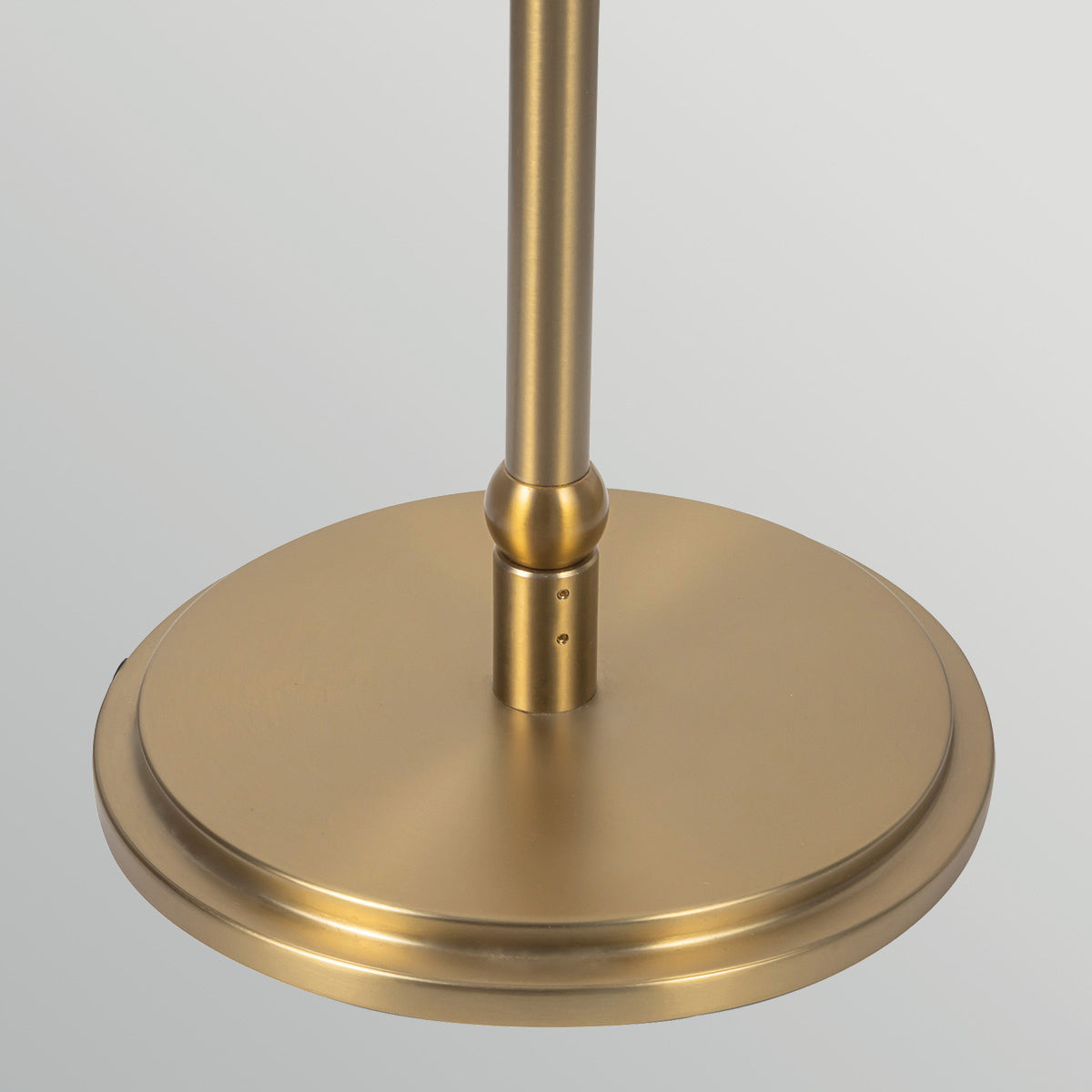 Crosby Floor Lamp in Brushed Gold and Satin Cream Spandex Fabric Shade