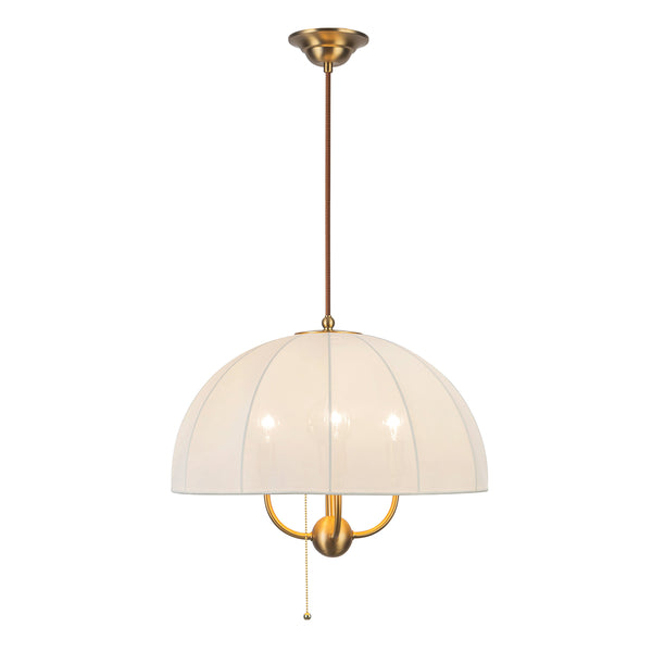 Crosby Four Light Switched Pendant in Brushed Gold and Spandex Fabric Shade