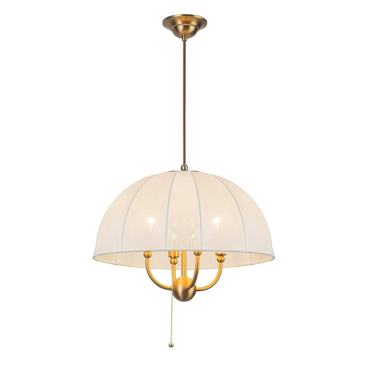 Crosby Four Light Switched Pendant in Brushed Gold and Spandex Fabric Shade