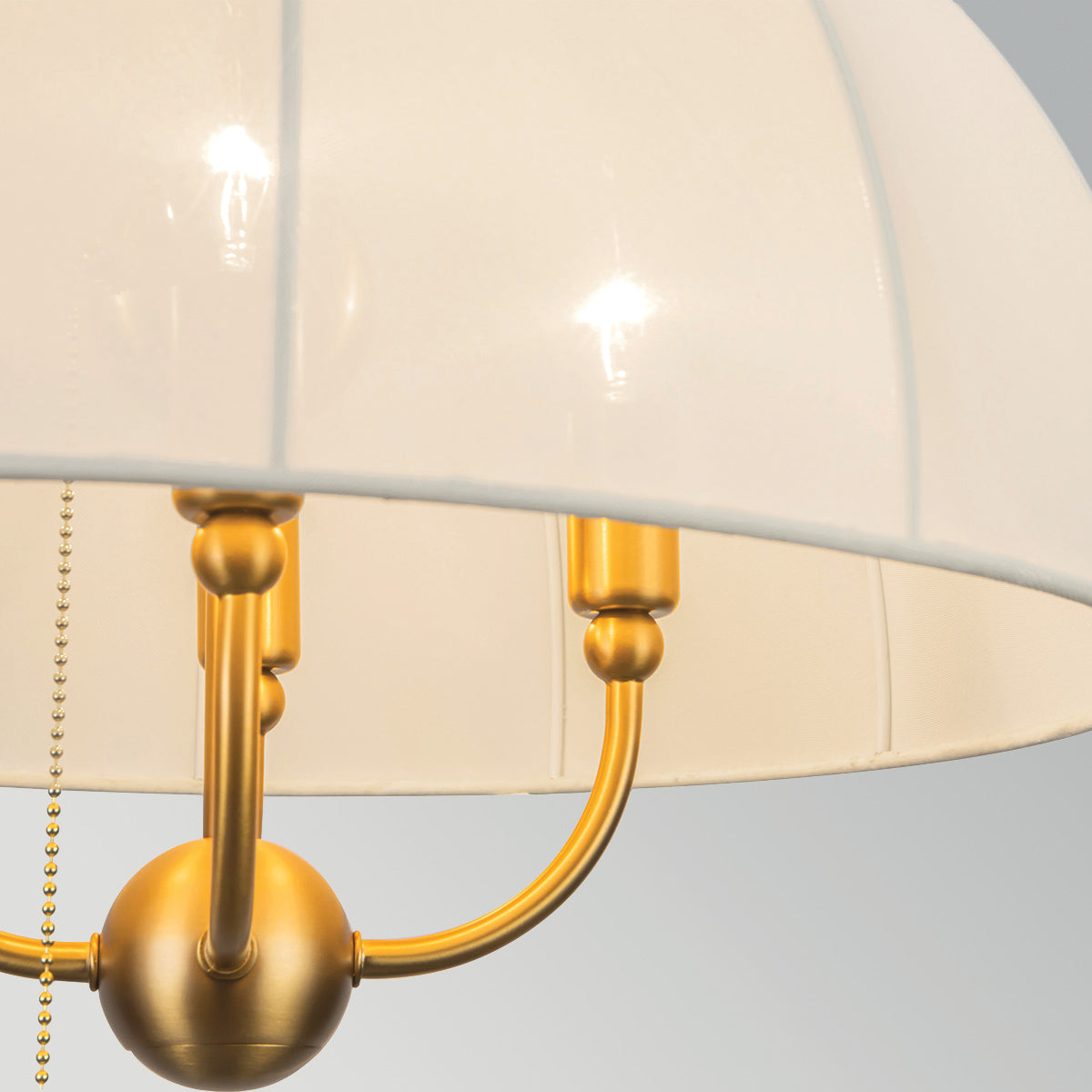 Crosby Four Light Switched Pendant in Brushed Gold and Spandex Fabric Shade