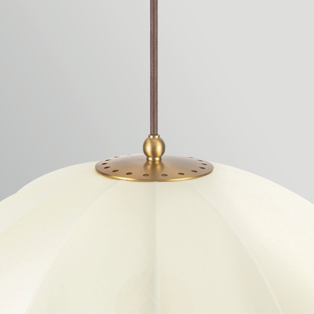 Crosby Four Light Switched Pendant in Brushed Gold and Spandex Fabric Shade