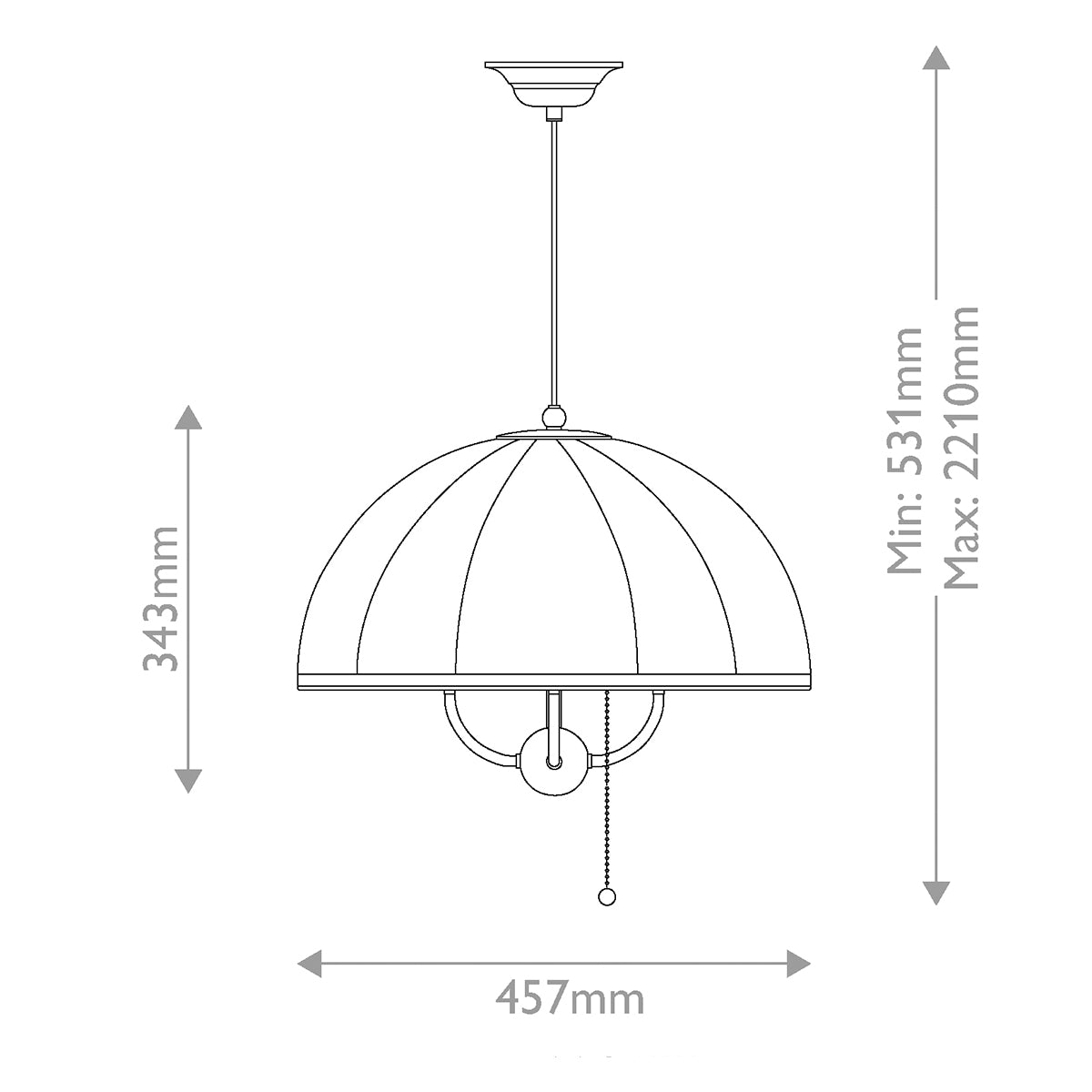 Crosby Four Light Switched Pendant in Brushed Gold and Spandex Fabric Shade