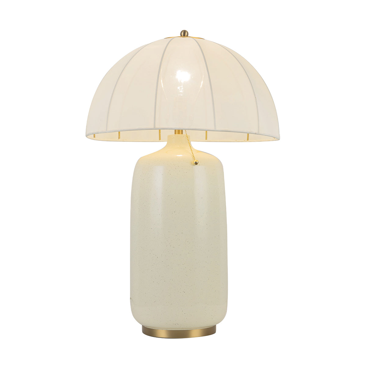 Crosby Table Lamp in Satin Cream with Brushed Gold Accents and Spandex Fabric Shade