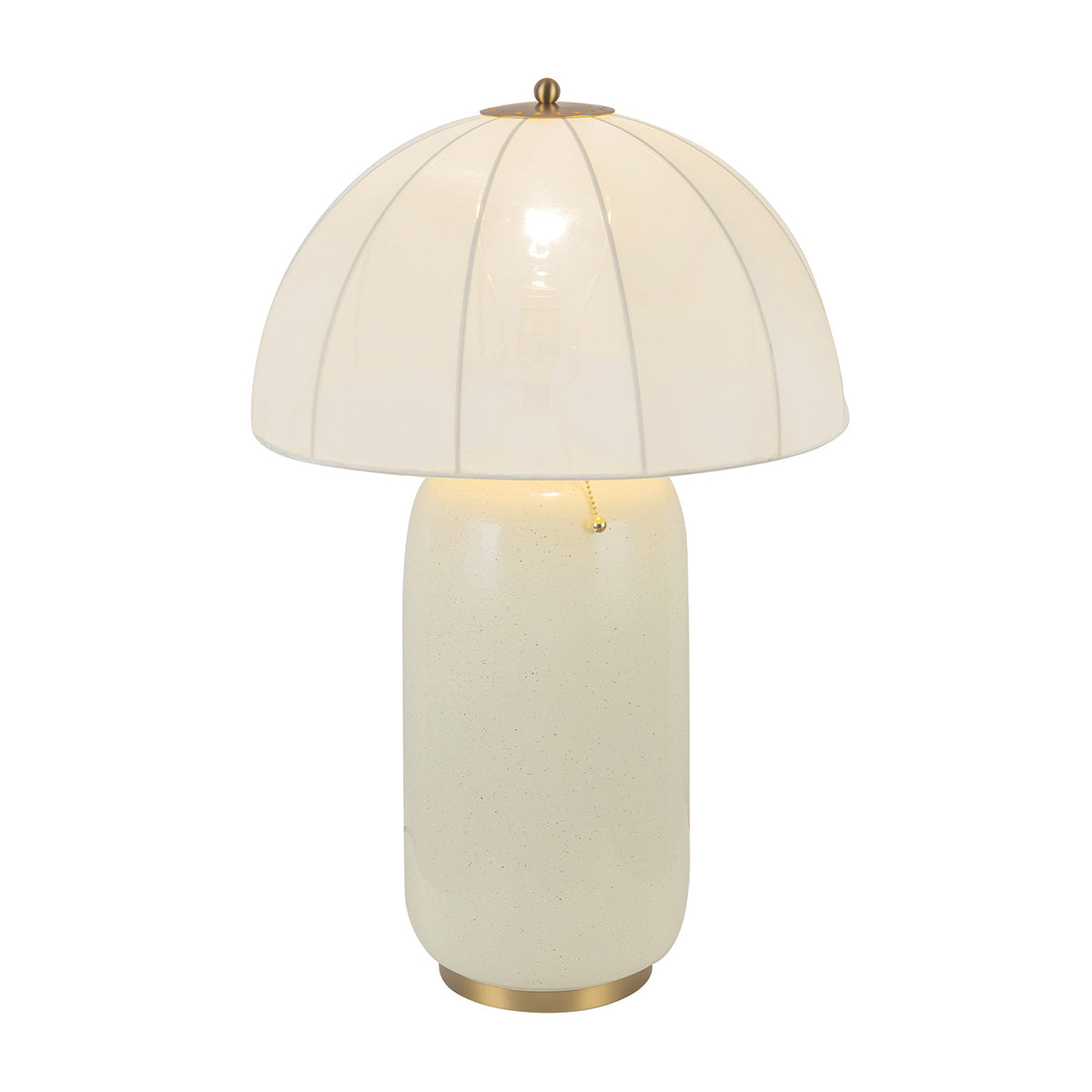 Crosby Table Lamp in Satin Cream with Brushed Gold Accents and Spandex Fabric Shade