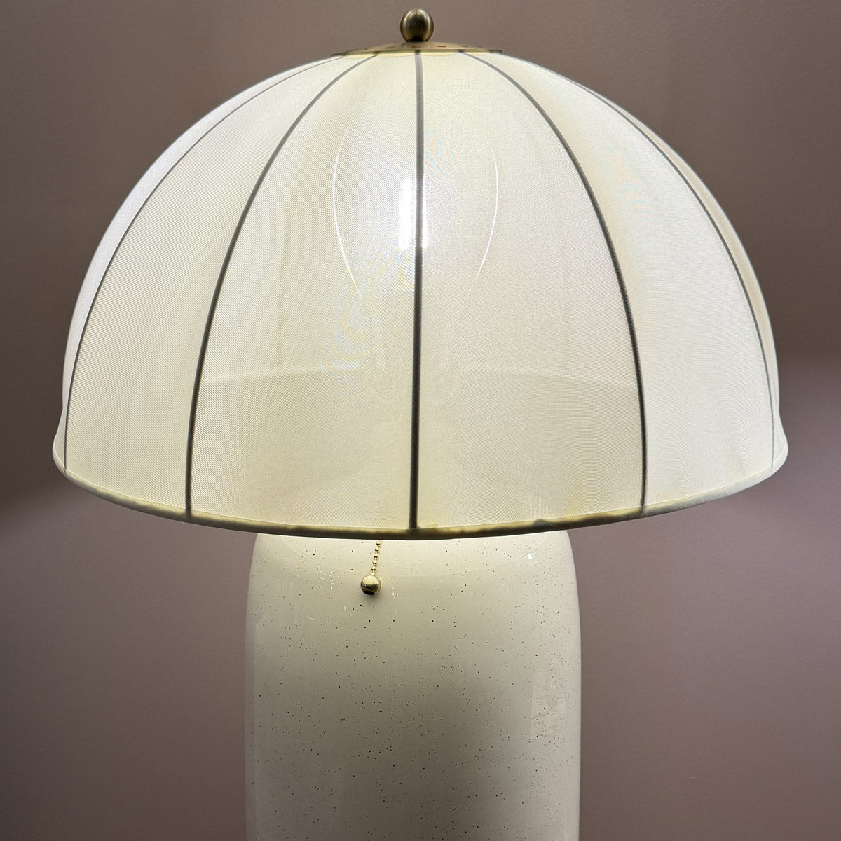 Crosby Table Lamp in Satin Cream with Brushed Gold Accents and Spandex Fabric Shade