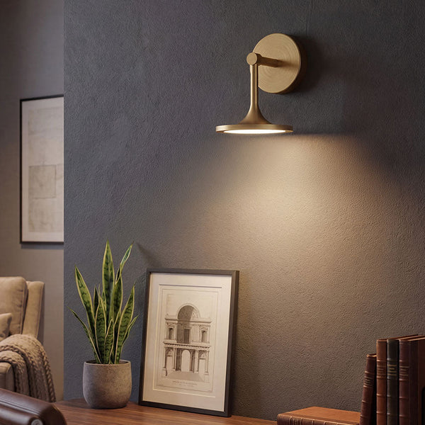Issa IP44 LED Single Wall Light in Brushed Gold with Frosted Diffuser