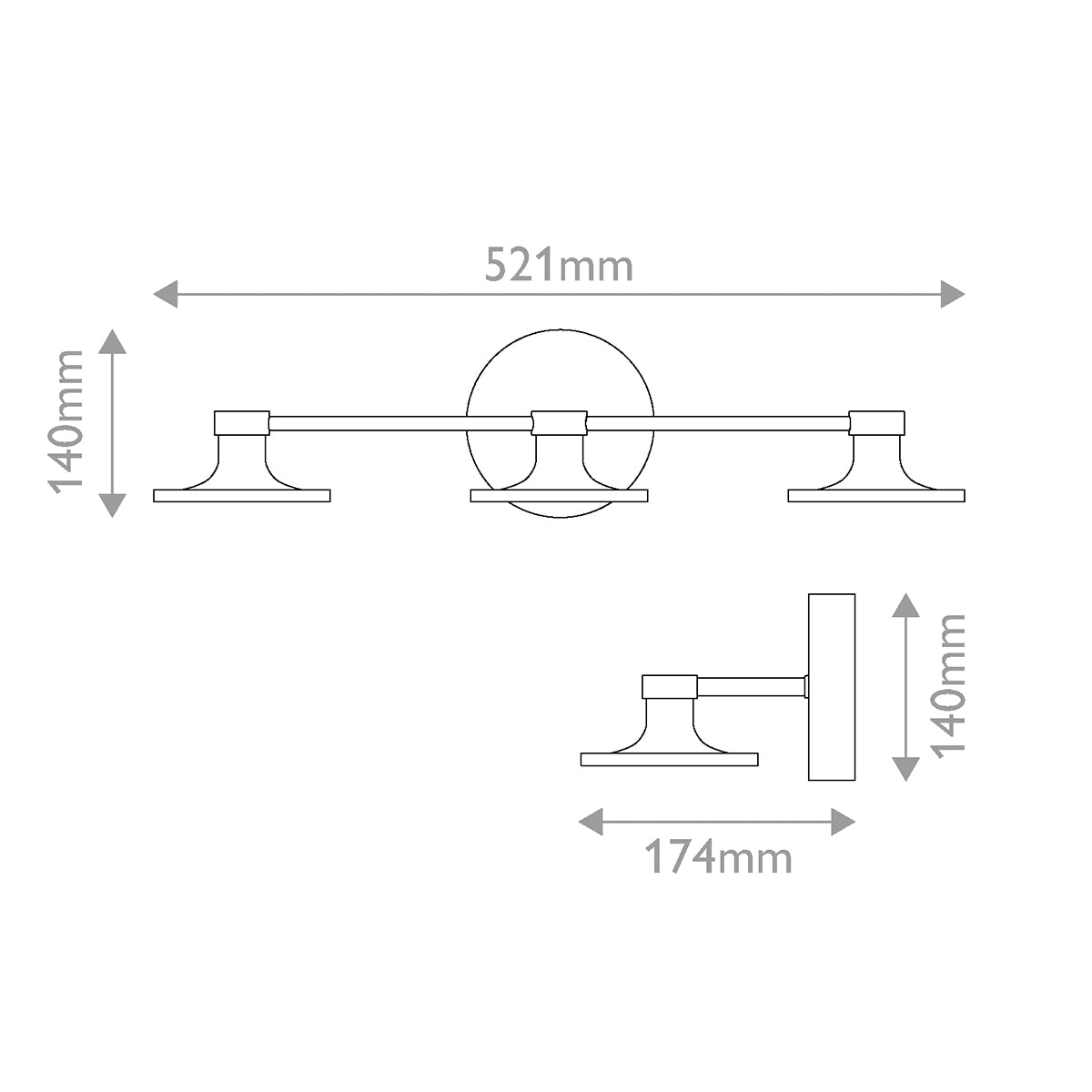 Issa IP44 LED Triple Wall Light in Brushed Gold with Frosted Diffusers