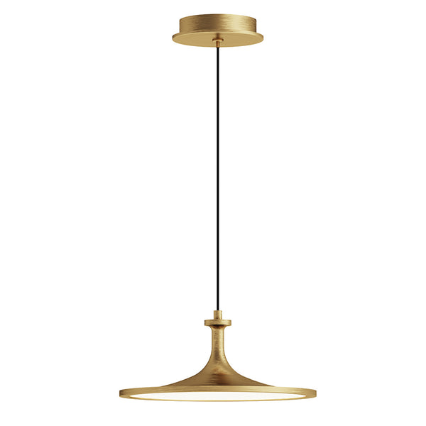 Issa Single Drop LED Pendant in Brushed Gold with Frosted Diffuser