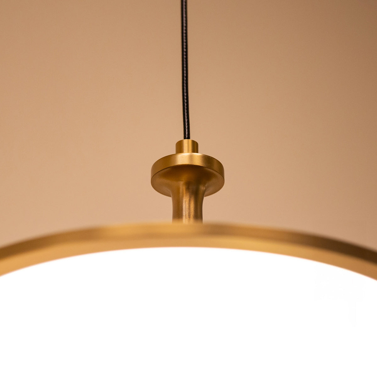 Issa Single Drop LED Pendant in Brushed Gold with Frosted Diffuser
