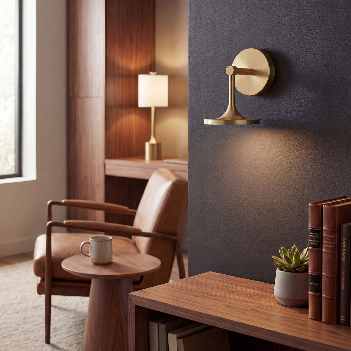 Issa Table Lamp in Brushed Gold with Ivory Linen Shade