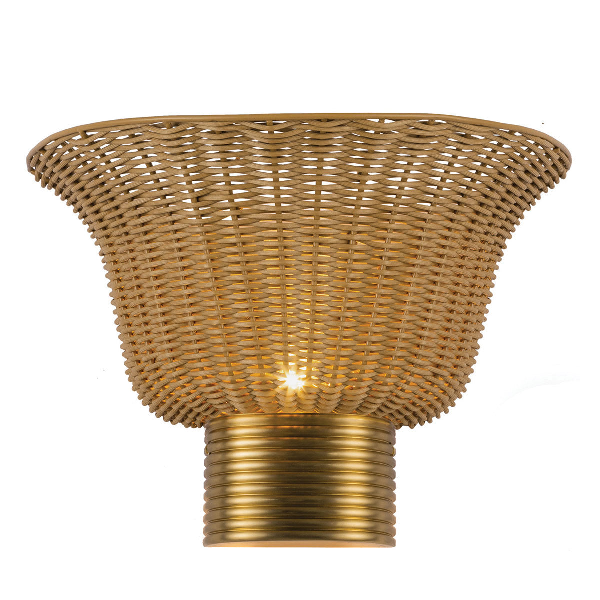 Kai Wall Light Featuring Faux Rattan Shade with Brushed Gold Metalwork