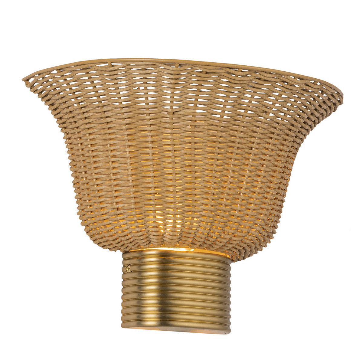 Kai Wall Light Featuring Faux Rattan Shade with Brushed Gold Metalwork