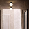 Otis IP44 Ceiling Light in Matte Black with Shiny Opal Glass Globe Diffuser