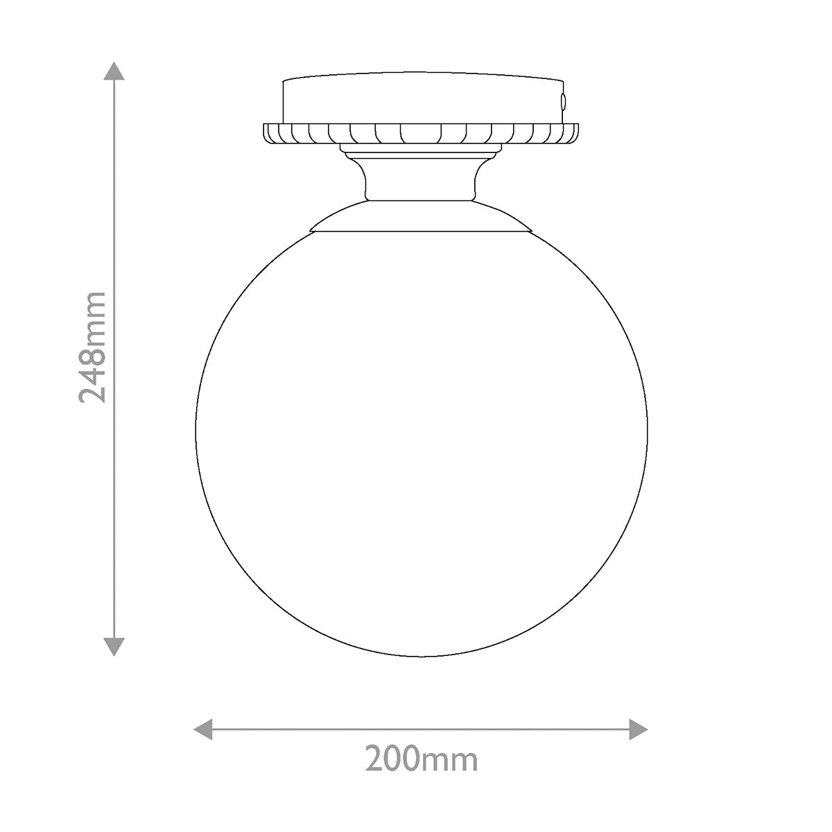 Otis IP44 Ceiling Light in Matte Black with Shiny Opal Glass Globe Diffuser