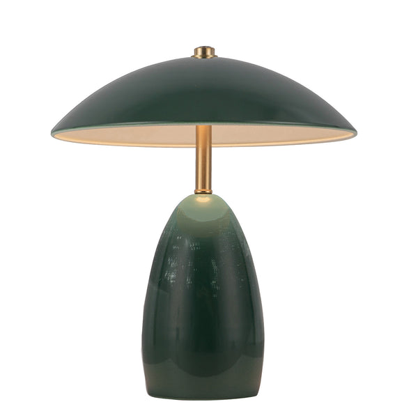 Poppy 12v LED Rechargeable Small Table Lamp in Pine Green