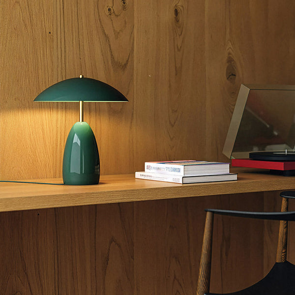 Poppy 12v LED Rechargeable Small Table Lamp in Pine Green