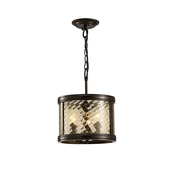 Asia 3 Light Pendant or Semi Flush in Oiled Bronze with Clear Glass