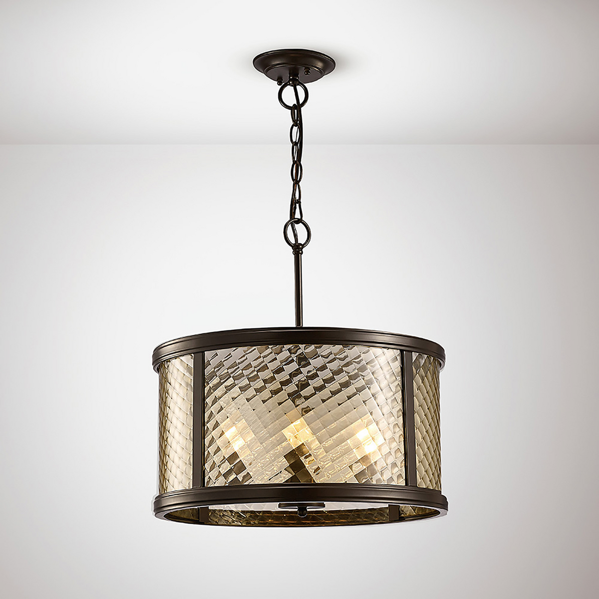 Asia 4 Light Pendant Light in Oiled Bronze with Clear Glass