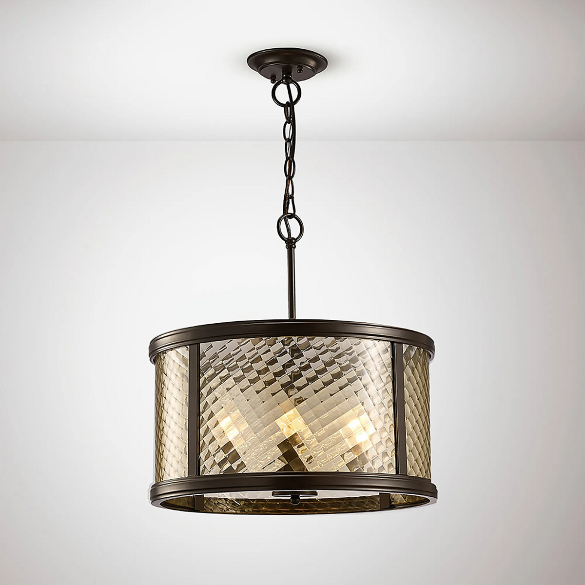 Asia 4 Light Pendant Light in Oiled Bronze with Clear Glass