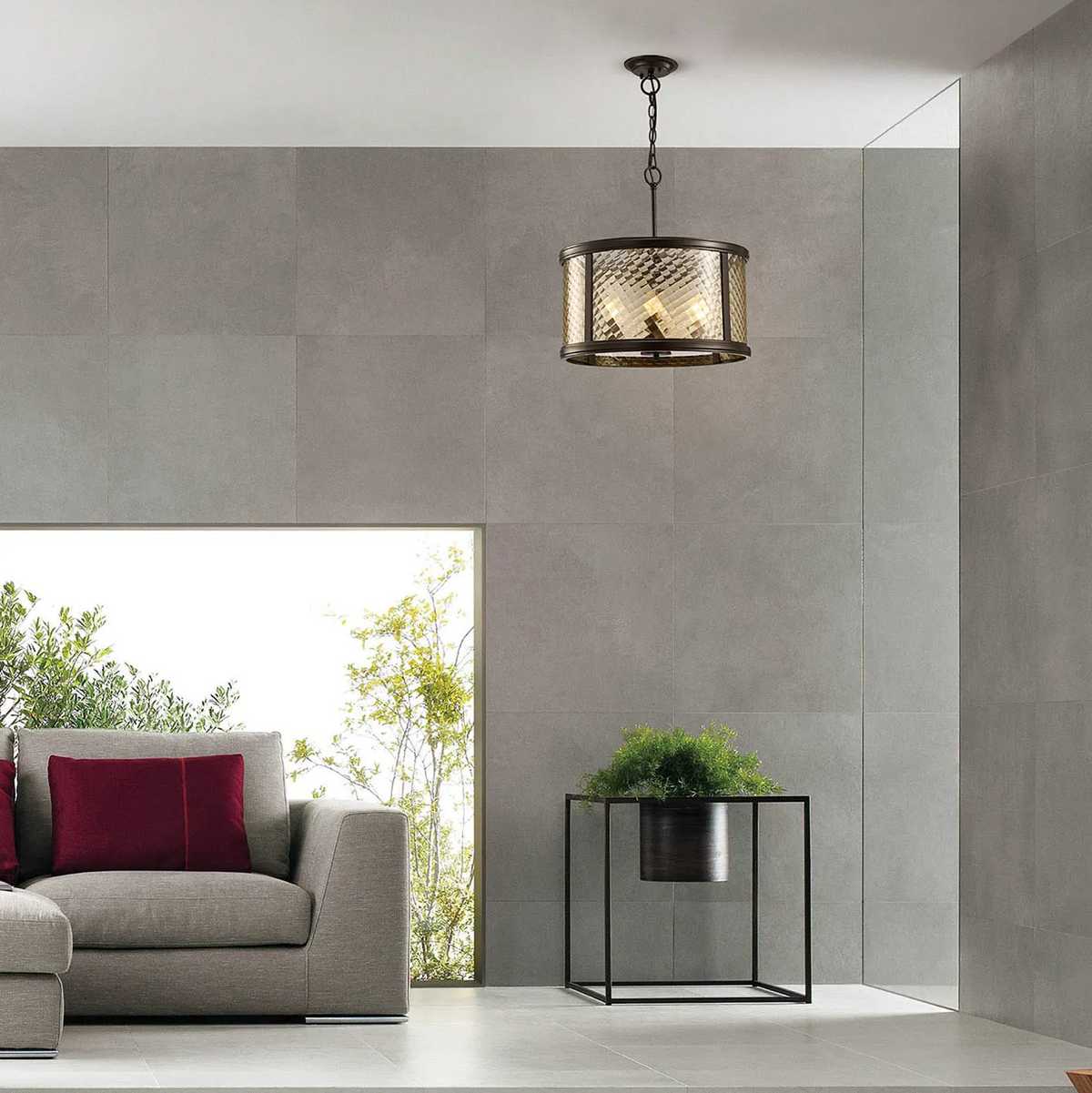 Asia 4 Light Pendant Light in Oiled Bronze with Clear Glass