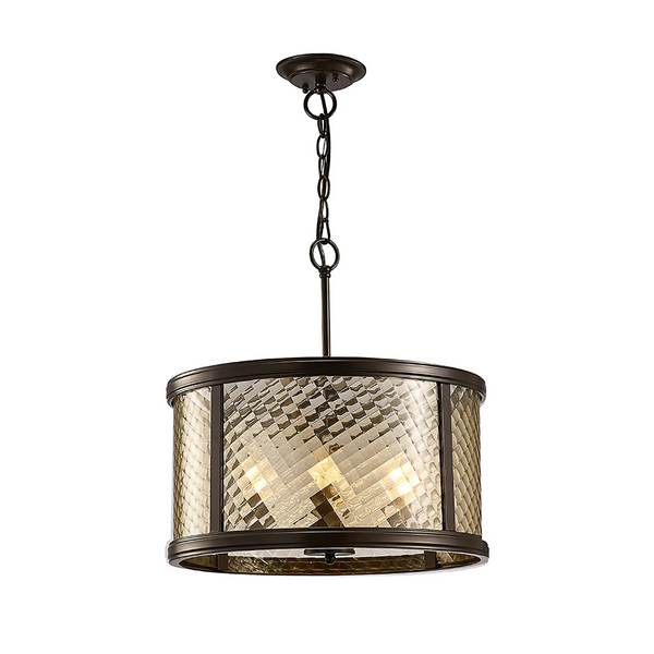 Asia 4 Light Pendant Light in Oiled Bronze with Clear Glass