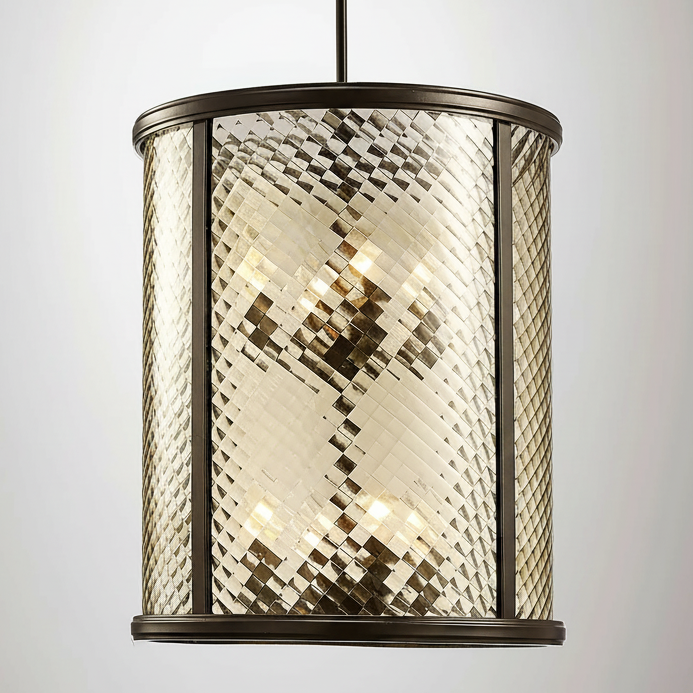 Asia 8 Light Lantern Pendant Light in Oiled Bronze with Clear Glass