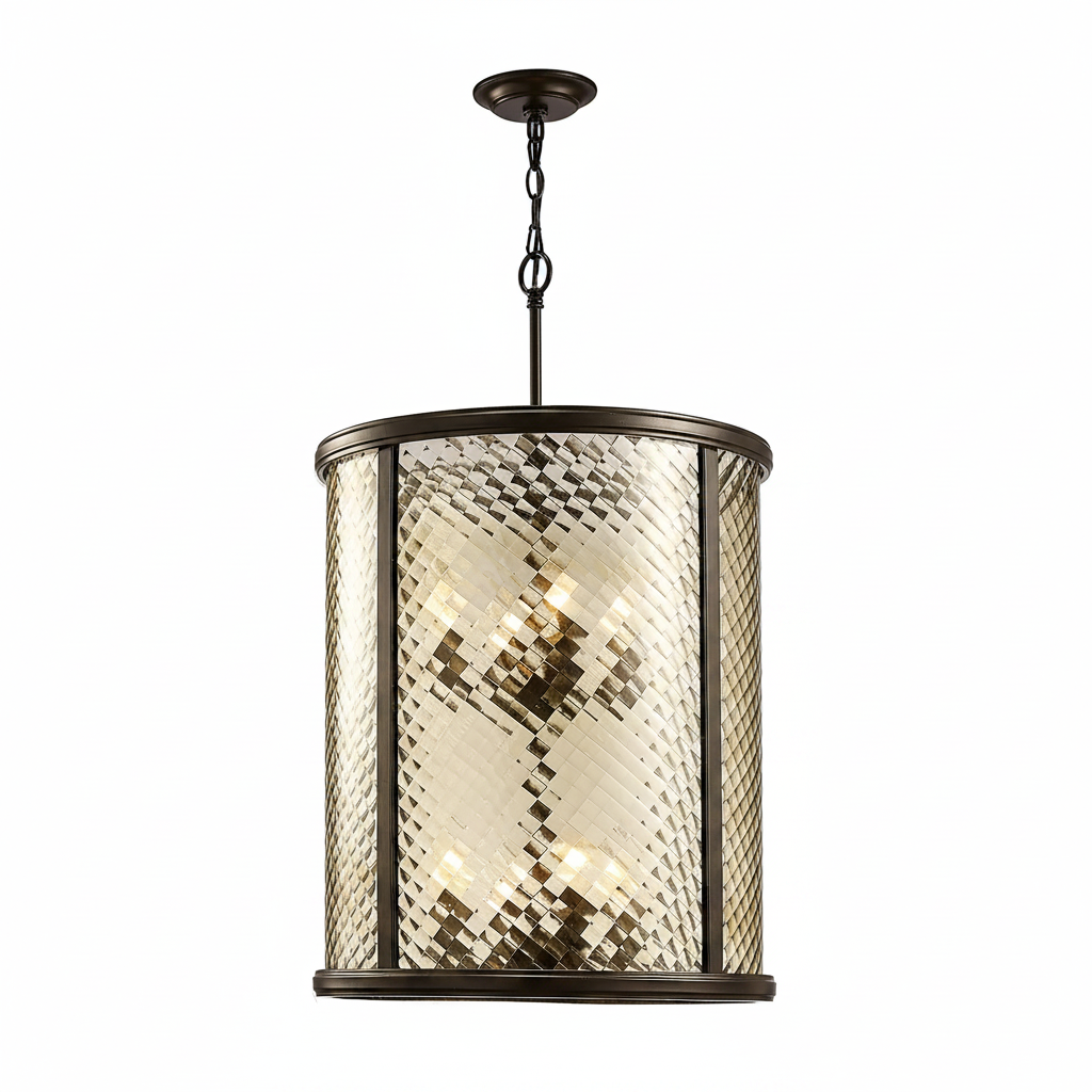 Asia 8 Light Lantern Pendant Light in Oiled Bronze with Clear Glass