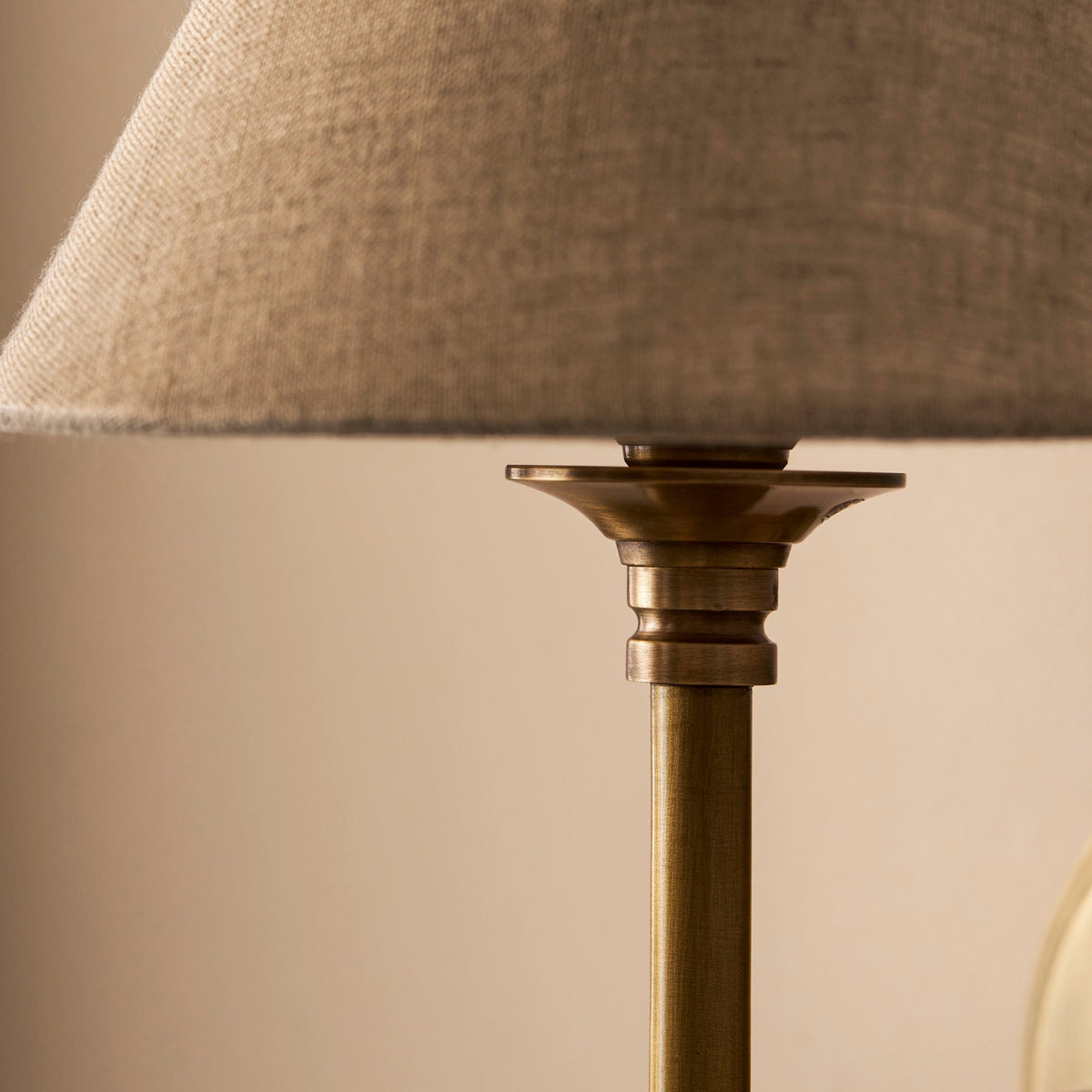 Kelmscot Single Antique Brass Light with Linen Shades