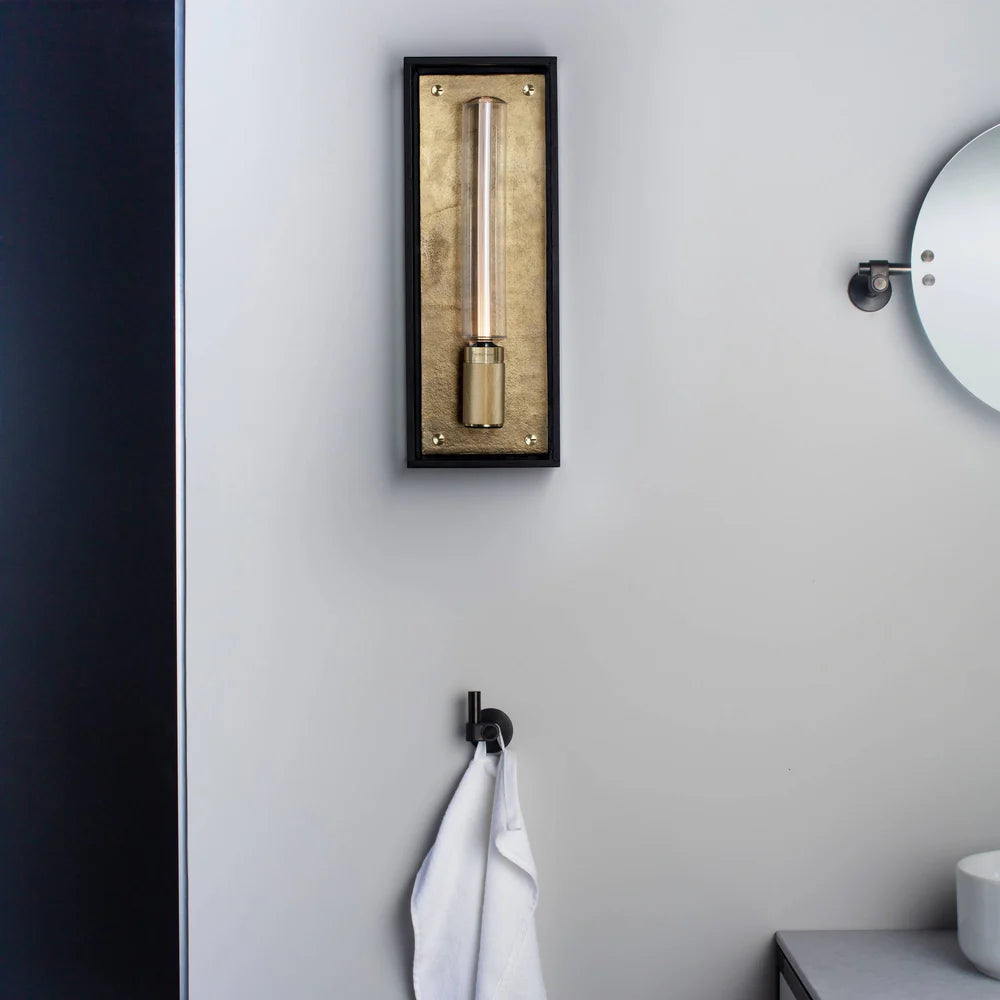 Buster + Punch Caged Wet IP44 Wall Light with Knurled Lamp Holder In Black & Brass