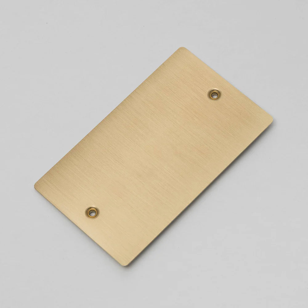 Two Gang Blank Wall Plate in Brass