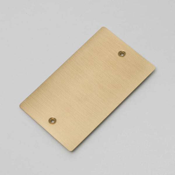Two Gang Blank Wall Plate in Brass