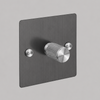 One Gang 2 Way Dimmer Light Switch in Smoked Bronze with Steel Cross Cut Knurled Knob
