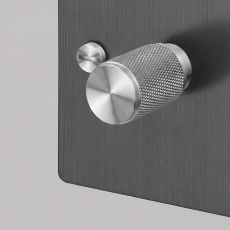 One Gang 2 Way Dimmer Light Switch in Smoked Bronze with Steel Cross Cut Knurled Knob