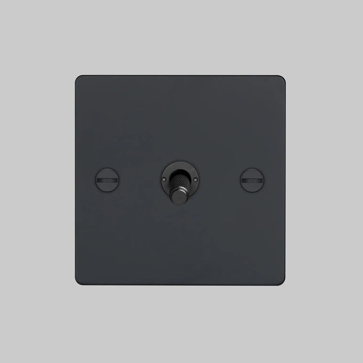 One Gang 2 Way Light Switch in Black with Cross Cut Knurled Toggle