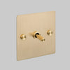 One Gang 3 Way Intermediate Light Switch in Brass with Knurled Toggle