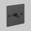 One Gang 2 Way Light Switch in Smoked Bronze with Cross Cut Knurled Toggle