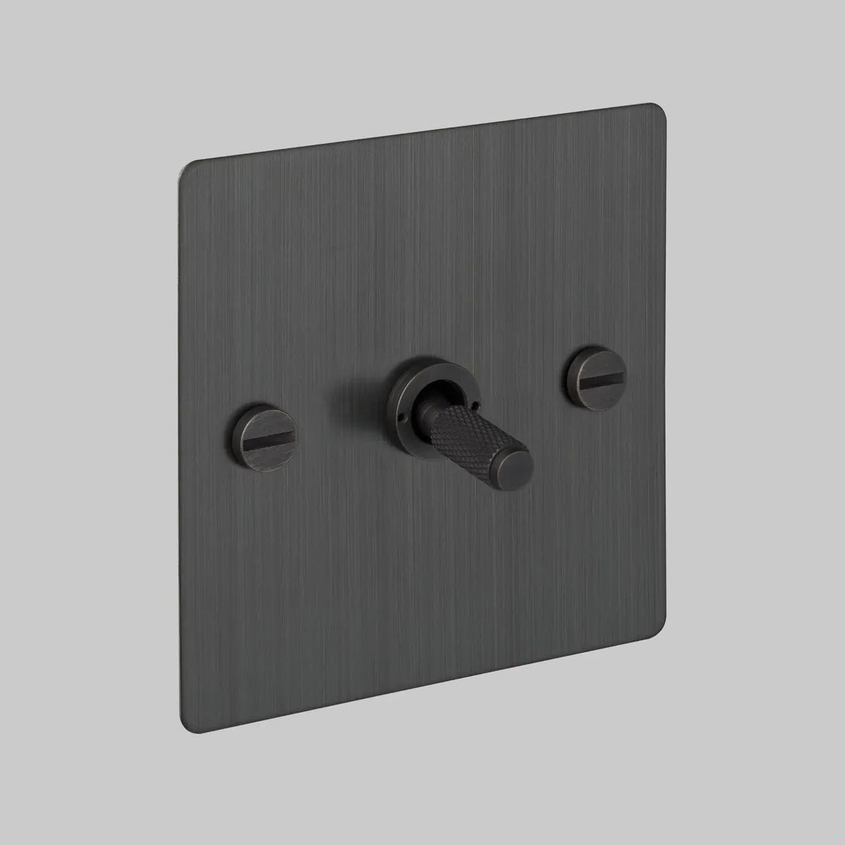 One Gang 2 Way Light Switch in Smoked Bronze with Cross Cut Knurled Toggle