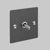 One Gang 2 Way Light Switch in Smoked Bronze with Steel Cross Cut Knurled Toggle