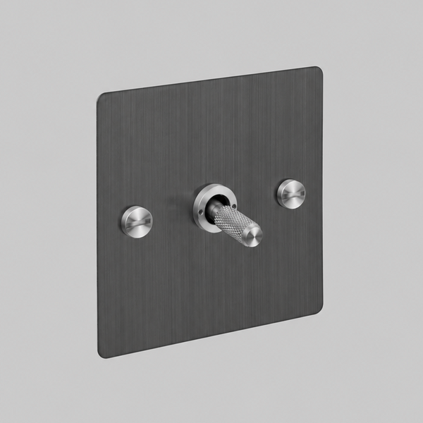 One Gang 3 Way Intermediate Light Switch in Smoked Bronze with Steel Cross Cut Knurled Toggle