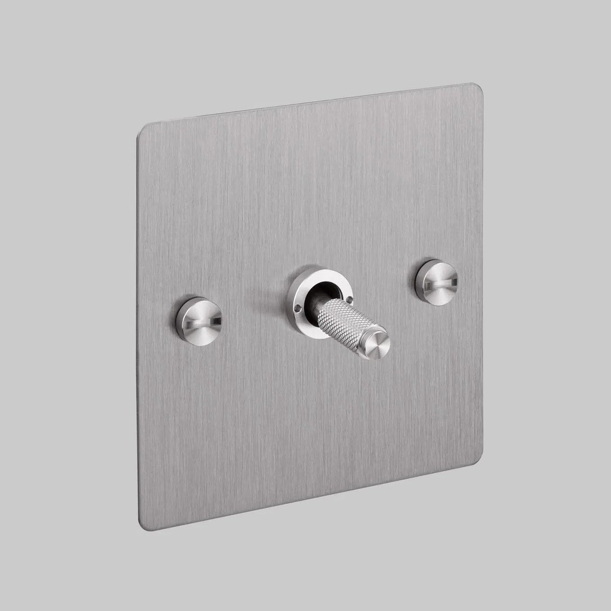 One Gang 3 Way Intermediate Light Switch in Steel with Knurled Toggle