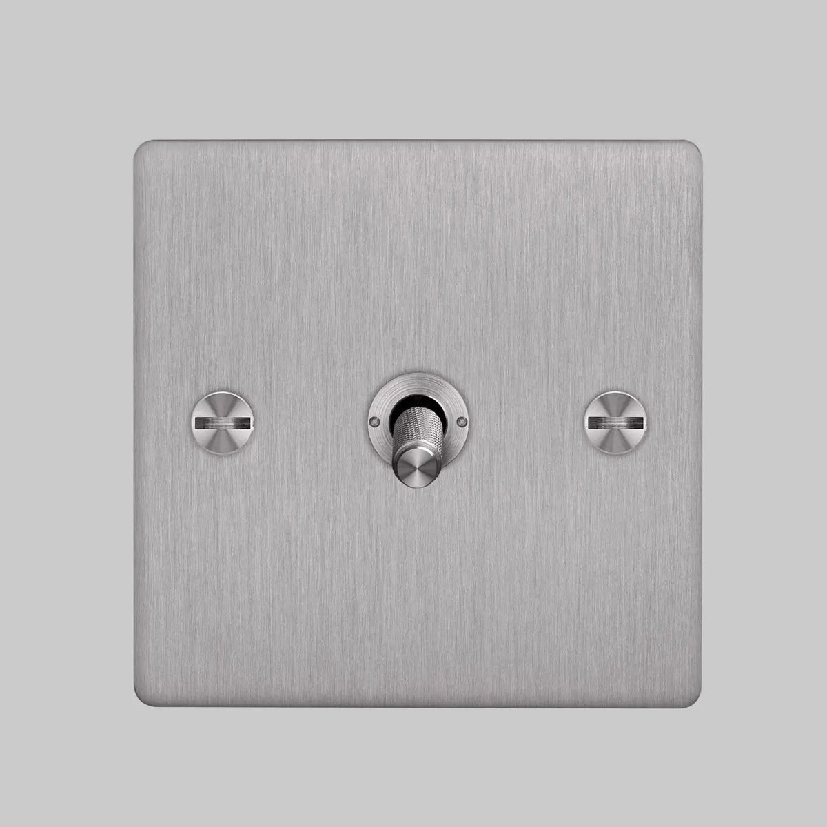 One Gang 3 Way Intermediate Light Switch in Steel with Knurled Toggle