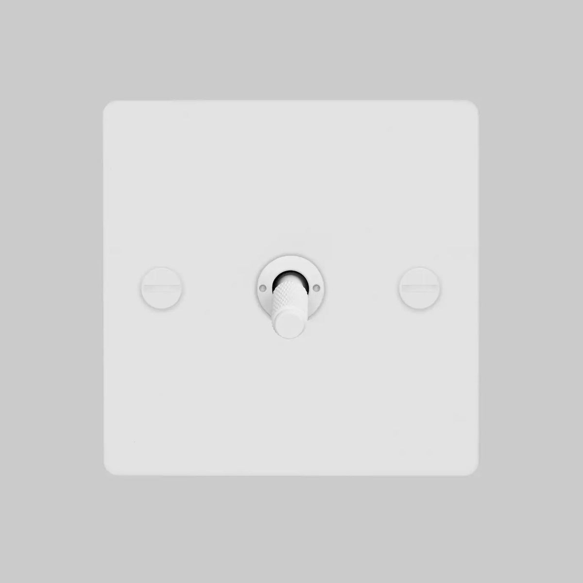 One Gang 2 Way Light Switch in White with Cross Cut Knurled Toggle