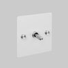 One Gang 3 Way Intermediate Light Switch in White with Steel Cross Cut Knurled Toggle