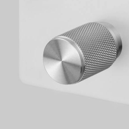 Three Gang 2 Way Dimmer Light Switch in White with Steel Cross Cut Knurled Knobs