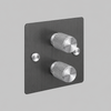 Two Gang 2 Way Dimmer Light Switch in Smoked Bronze with Steel Cross Cut Knurled Knob