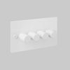 Four Gang 2 Way Dimmer Light Switch in White with Cross Cut Knurled Knobs
