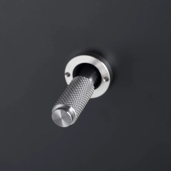 One Gang 2 Way Light Switch in Black with Steel Cross Cut Knurled Toggle