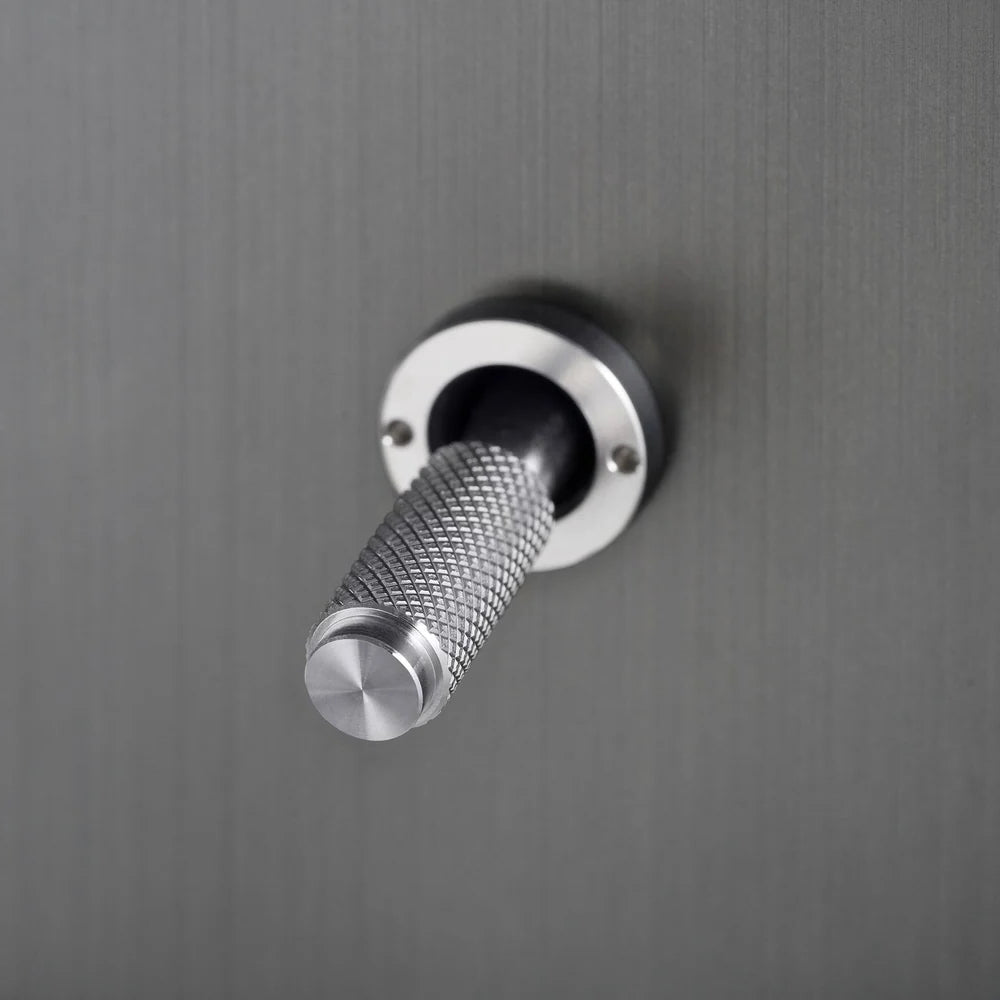 One Gang 2 Way Light Switch in Smoked Bronze with Steel Cross Cut Knurled Toggle