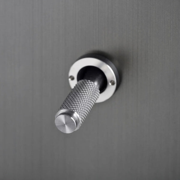 Four Gang 2 Way Light Switch in Smoked Bronze with Steel Cross Cut Knurled Toggles
