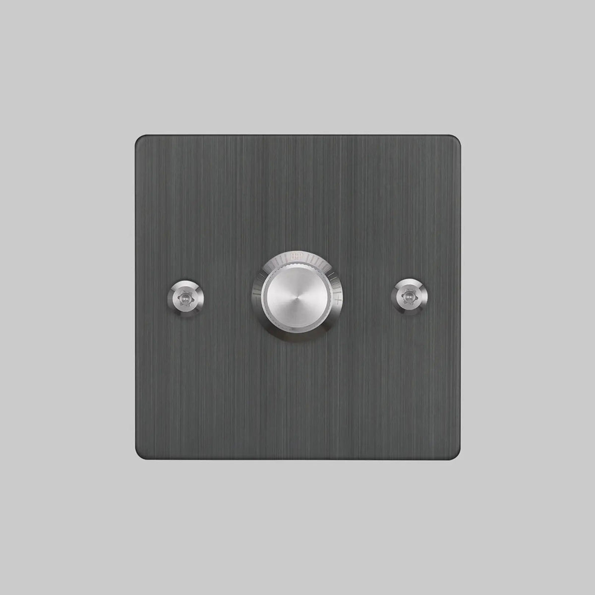Buster and Punch one gang two way dimmer light switch in smoked bronze with steel linear knurled knob
